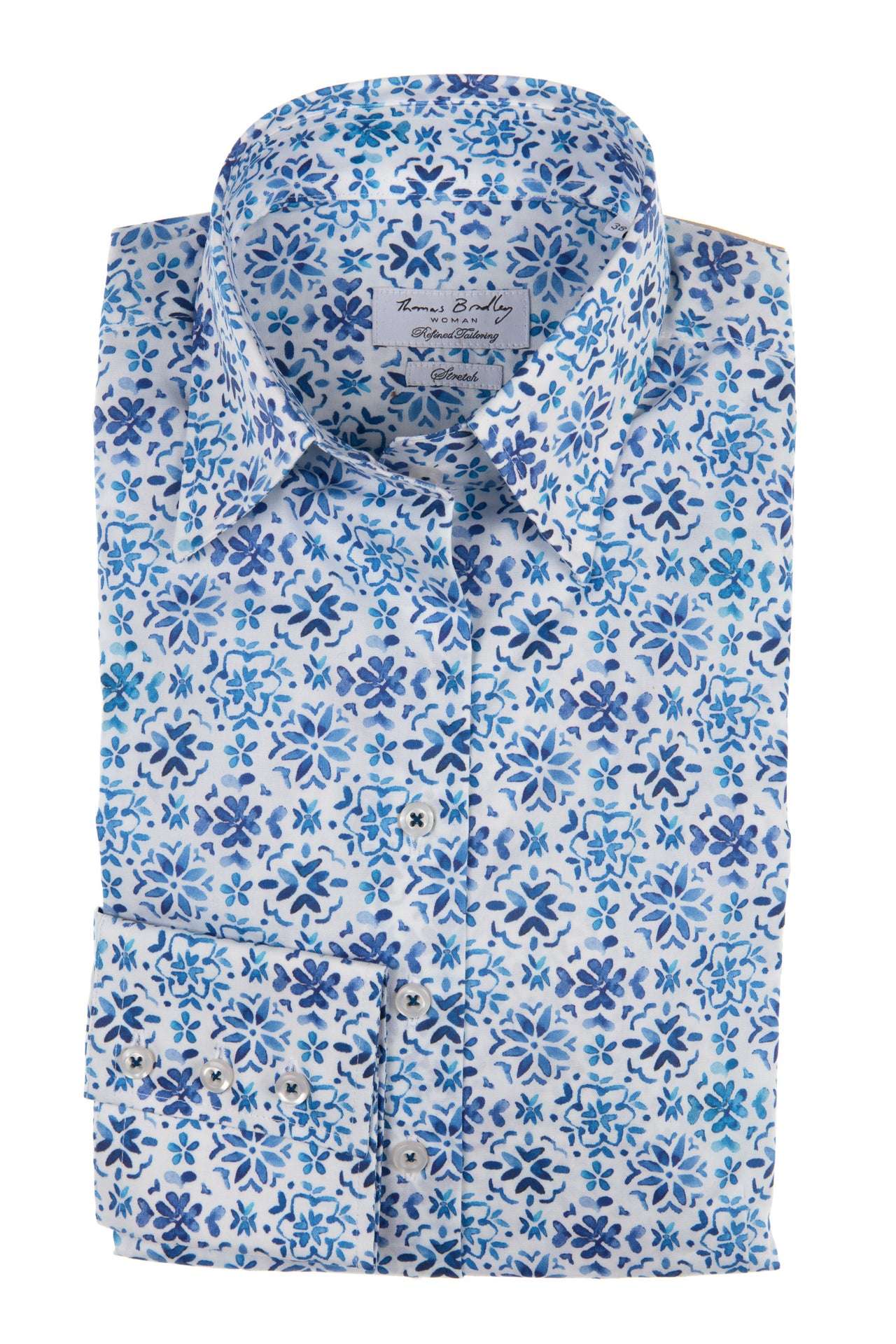 Bloes met blauw bloemen print