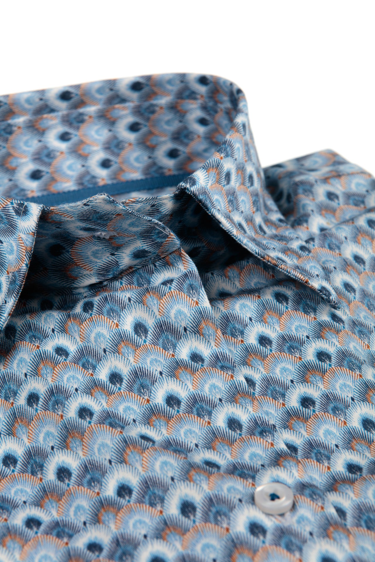 Bloes in blauwe pauwen print