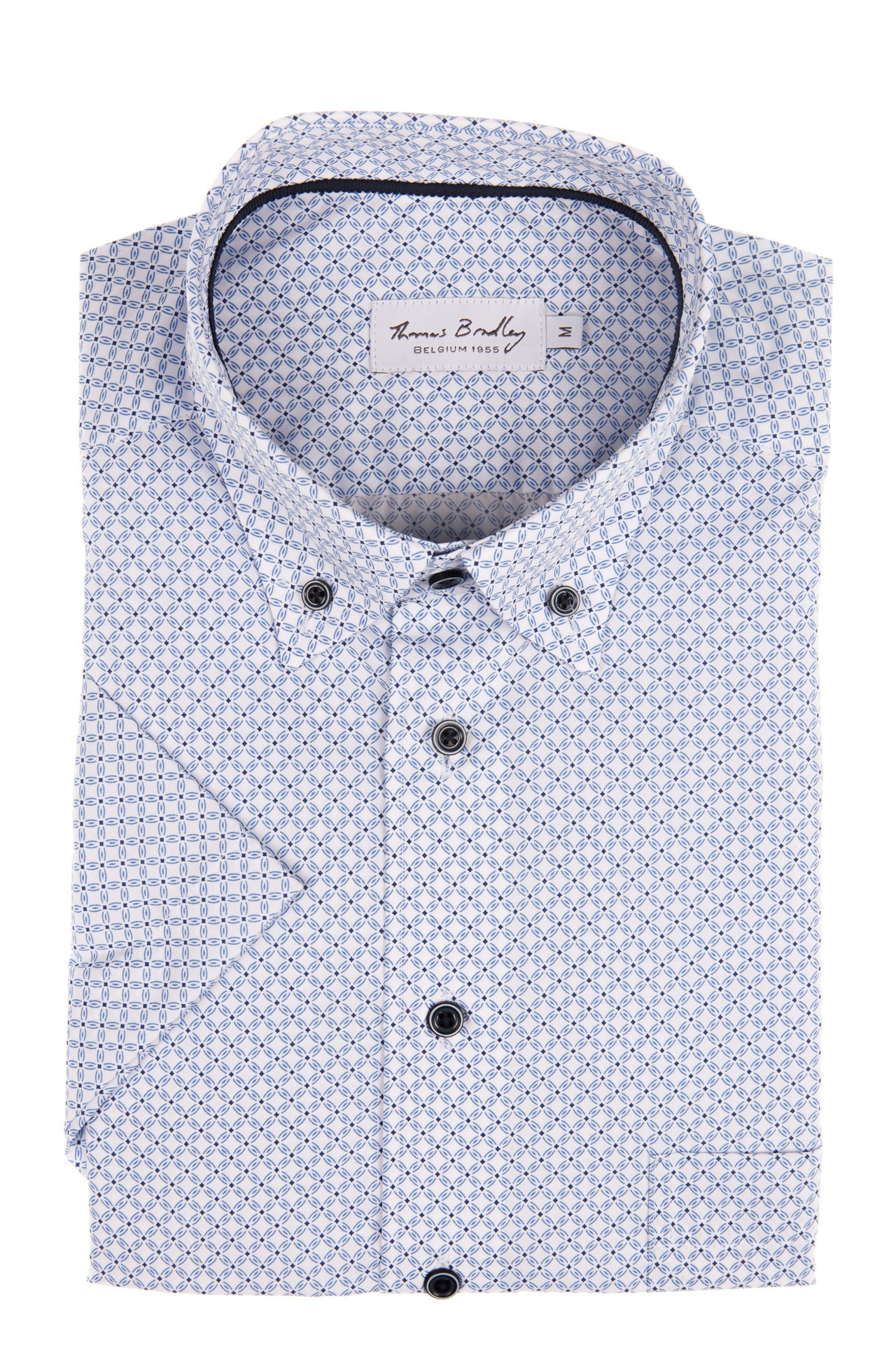 Hemd in blauw raster print