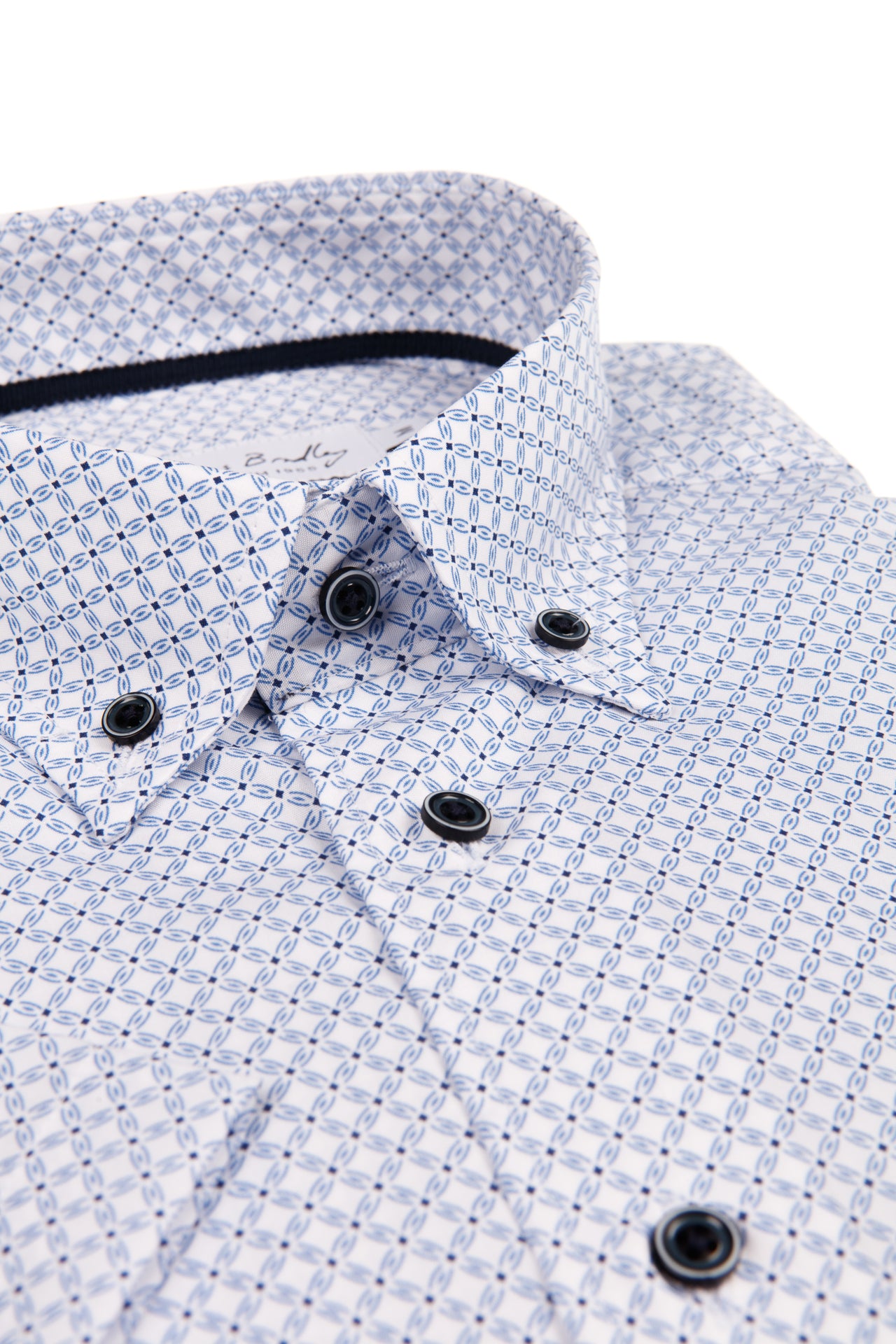 Hemd in blauw raster print