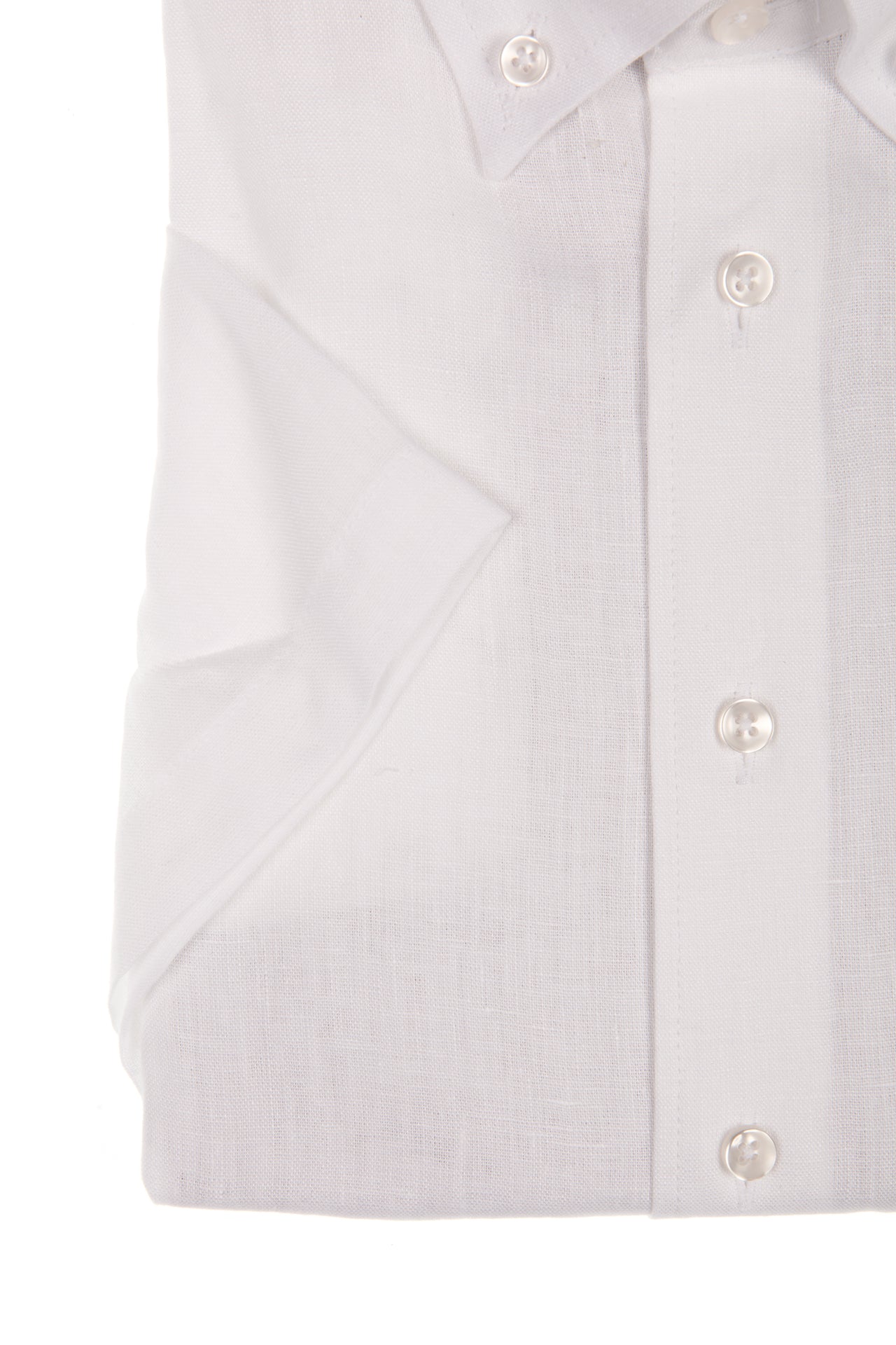 Wit linnen hemd met korte mouw